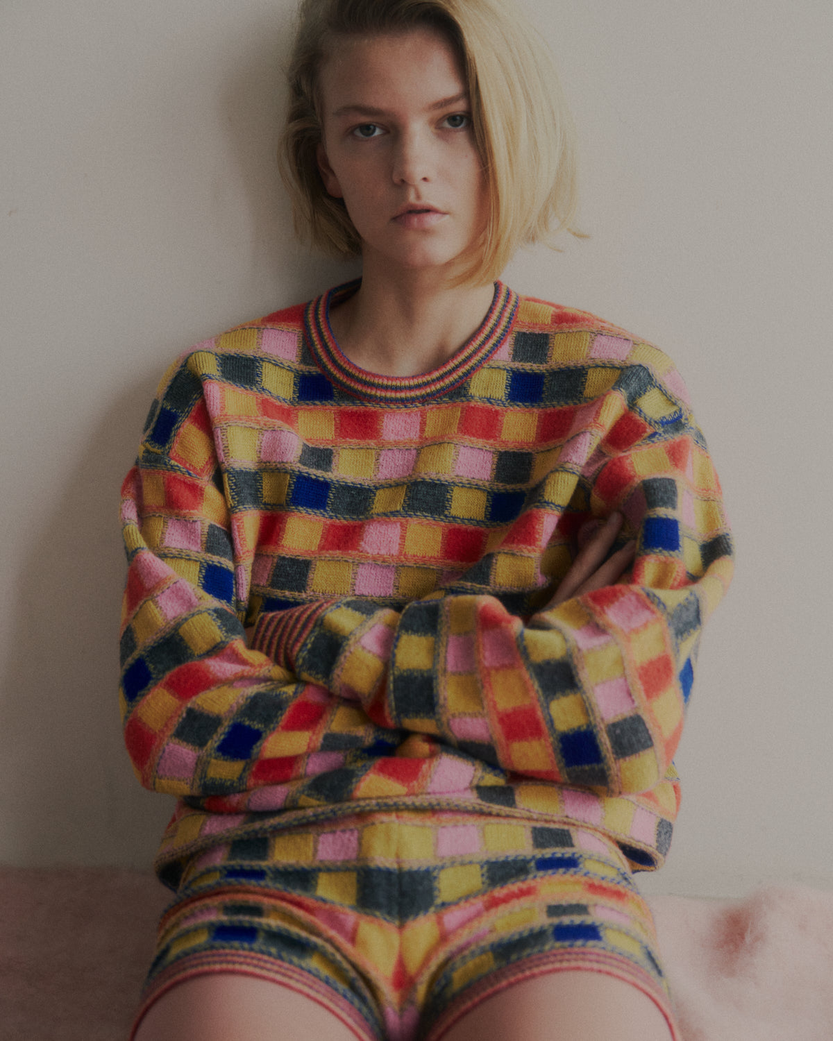 MULTICOLOR CHECKERBOARD PULLOVER