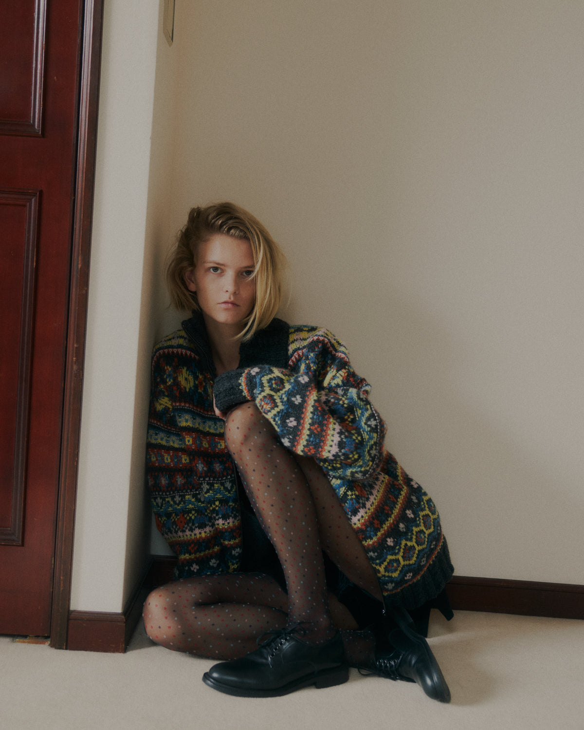 NATIVE PATTERN  ZIP-UP BLOUSON