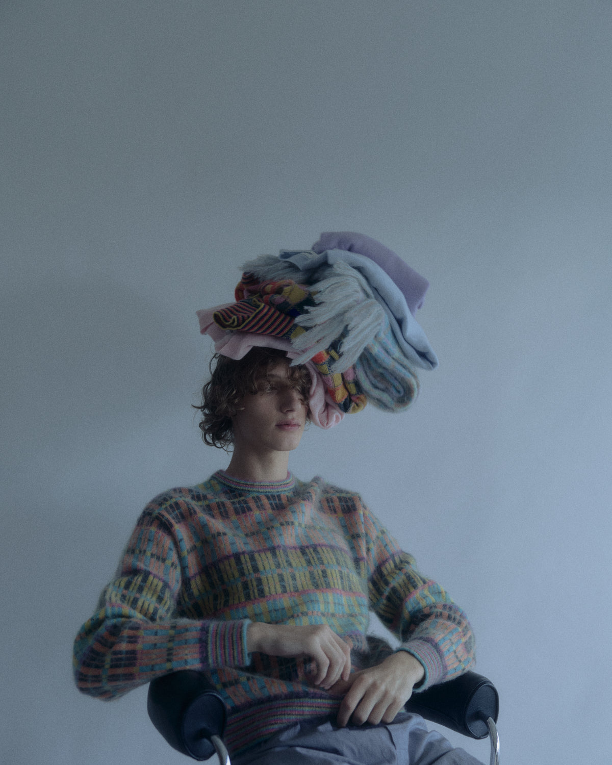 MIXED CHECK JACQUARD PULLOVER