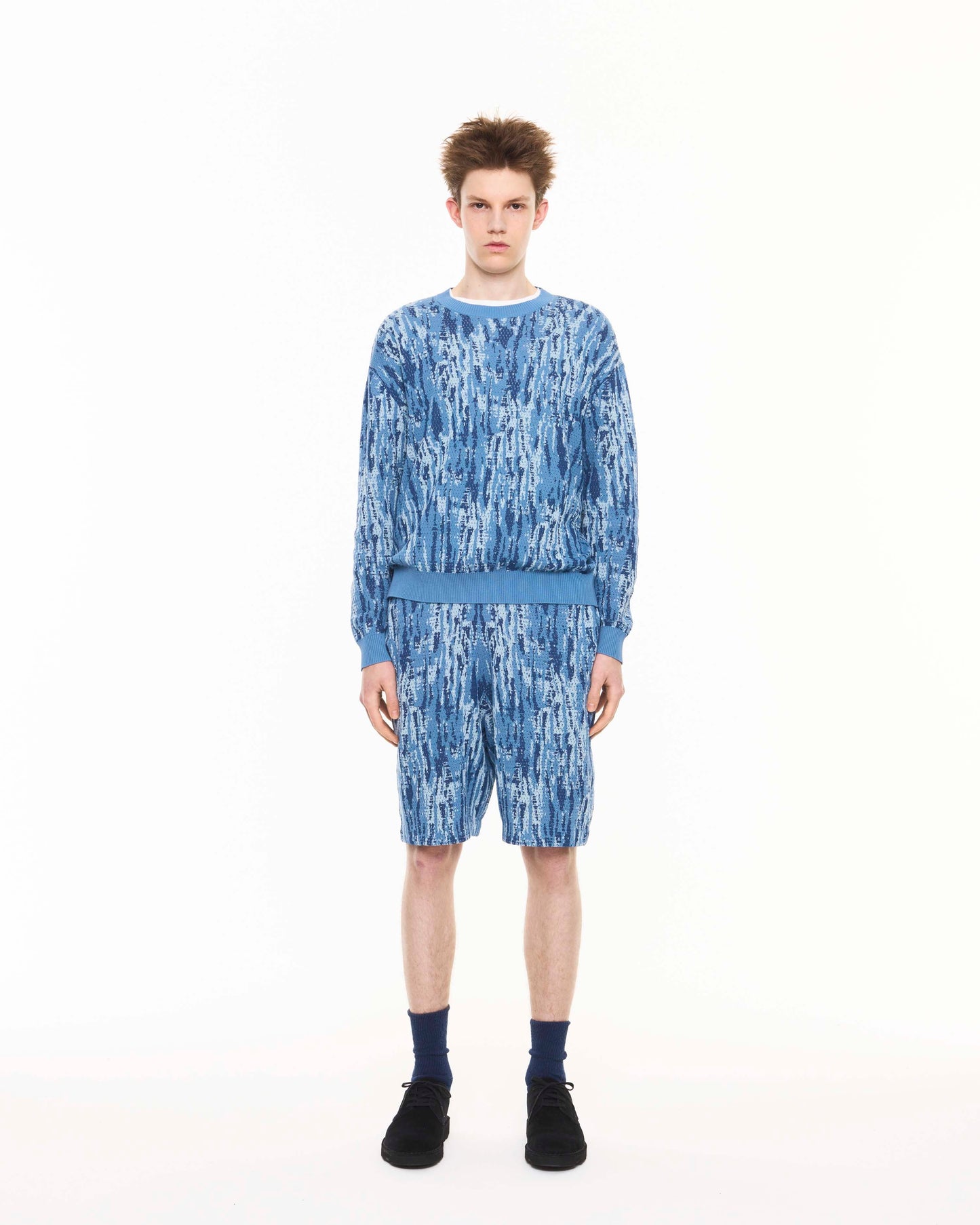 TIE DYE PATTERN MESH CREW